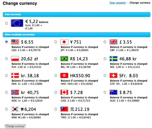 Changing Skype currency